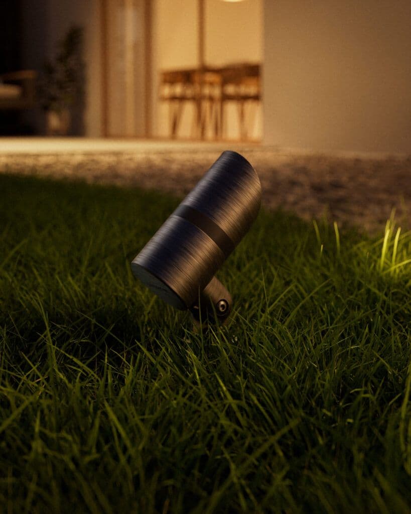 Coastal Source VIA directional uplight in grass at night