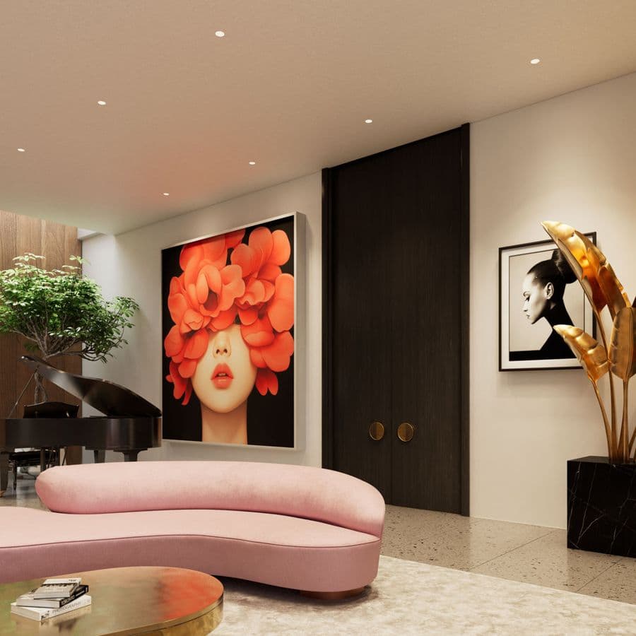 Interior lit with DMF downlights