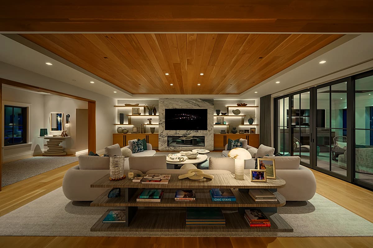 Living room lighting scene — evening