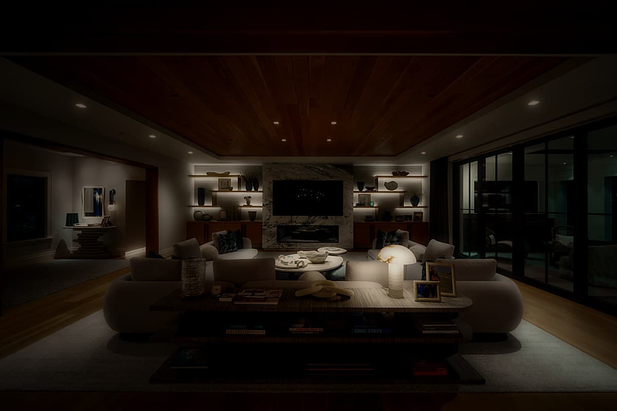 Living room lighting scene — night